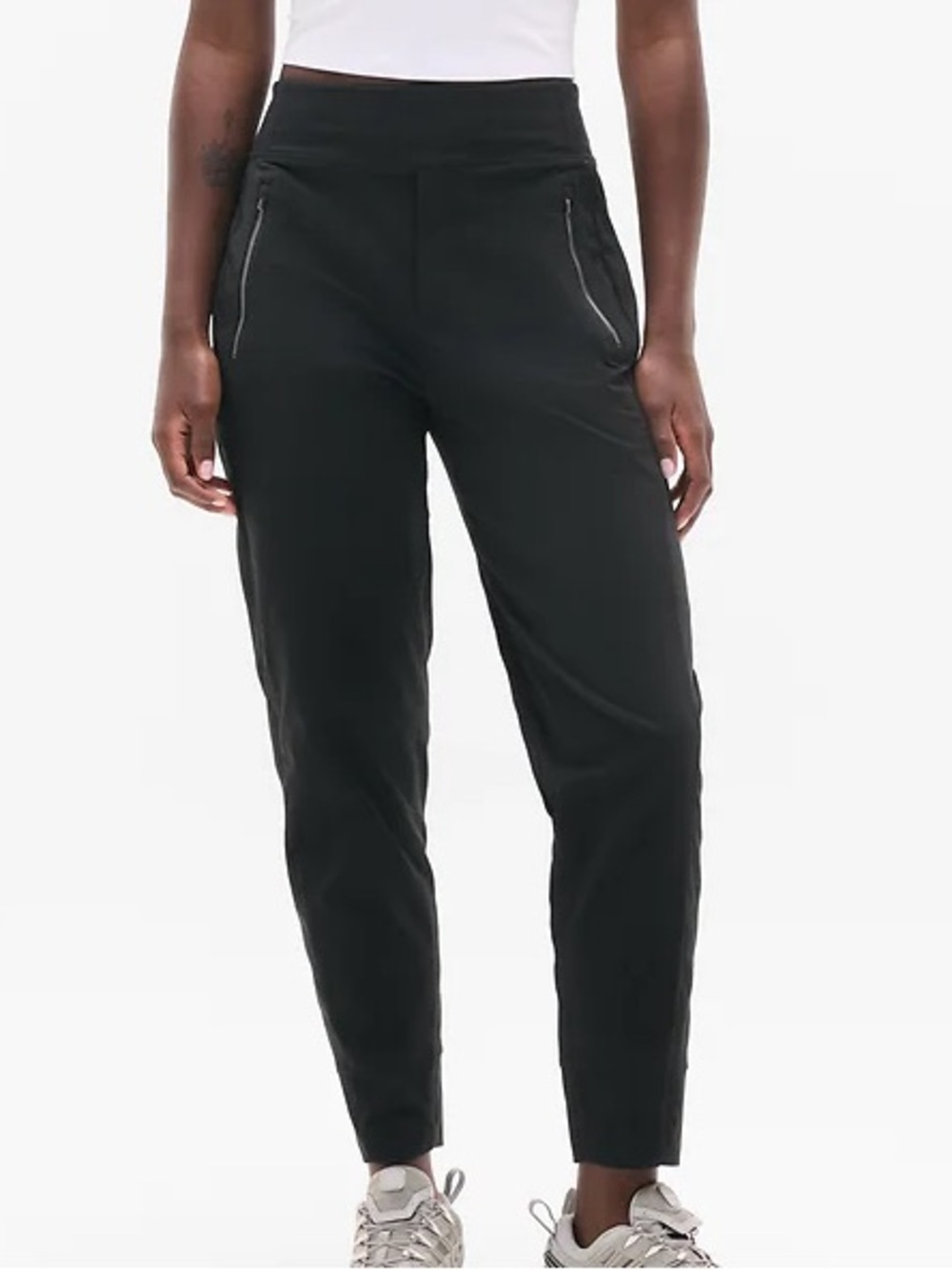 Athleta Trekkie North Jogger Pants Size 4 Black Ripstop Zip Pocket Hike Athletic